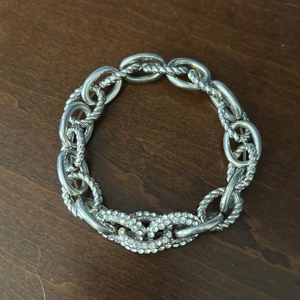 Women’s silver stretch bracelet with rhinestone detailing